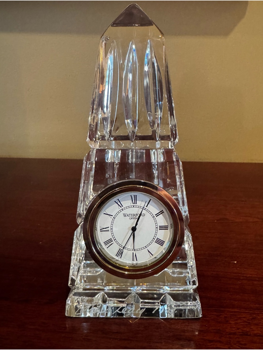 Waterford Crystal Clear Crystal Mantel Clock with Gold-Tone Bezel NIB